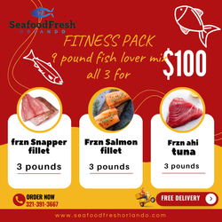 FITNESS MIX PACKED WITH PROTEIN AND OMEGAS 9-pound 3 fish fish mix (Salmon, Snapper, TUNA
