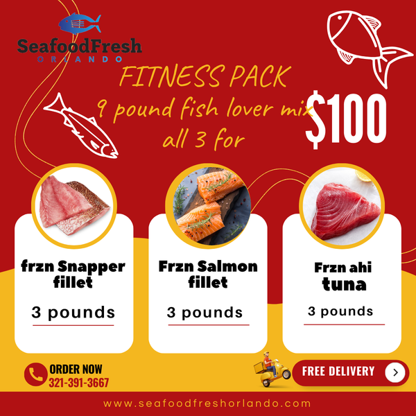 FITNESS MIX PACKED WITH PROTEIN AND OMEGAS 9-pound 3 fish fish mix (Salmon, Snapper, TUNA