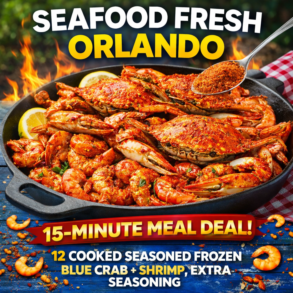 15-minute meal deal 12 seasoned frozen blue crab,shrimp,pan,extra seasoning