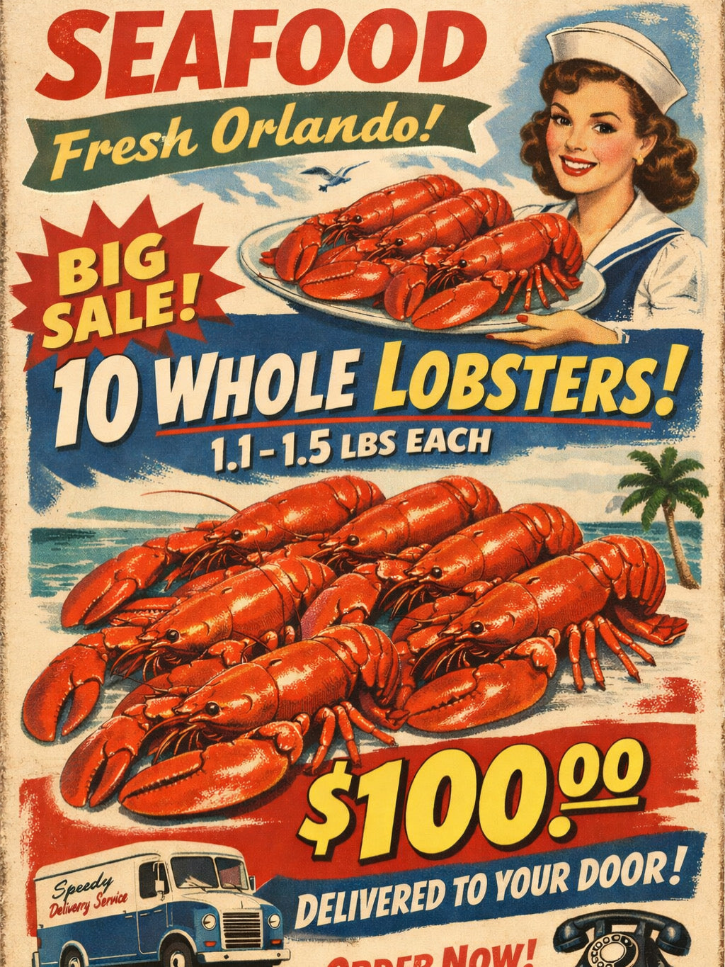 10 whole cooked lobsters 0.8-1.5 pounds each