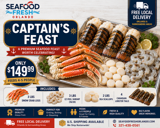 Captain's Feast .. snow crab,shrimp,scallops,,lobster tails!!
