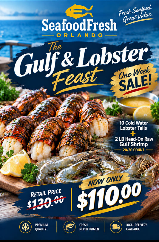 Gulf & Lobster Feast | 10 Tails + 2 lb Shrimp