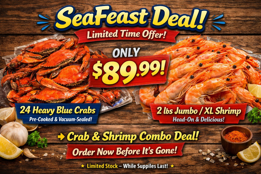 Seafood Platter Deal 24 cooked crab 2 lb shrimp