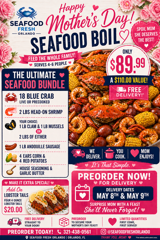 ENTREGA DE COMBO DE MARISCOS PARA EL DÍA DE LA MADRE 2026 SOLO EL 8 Y 9 DE MAYO
